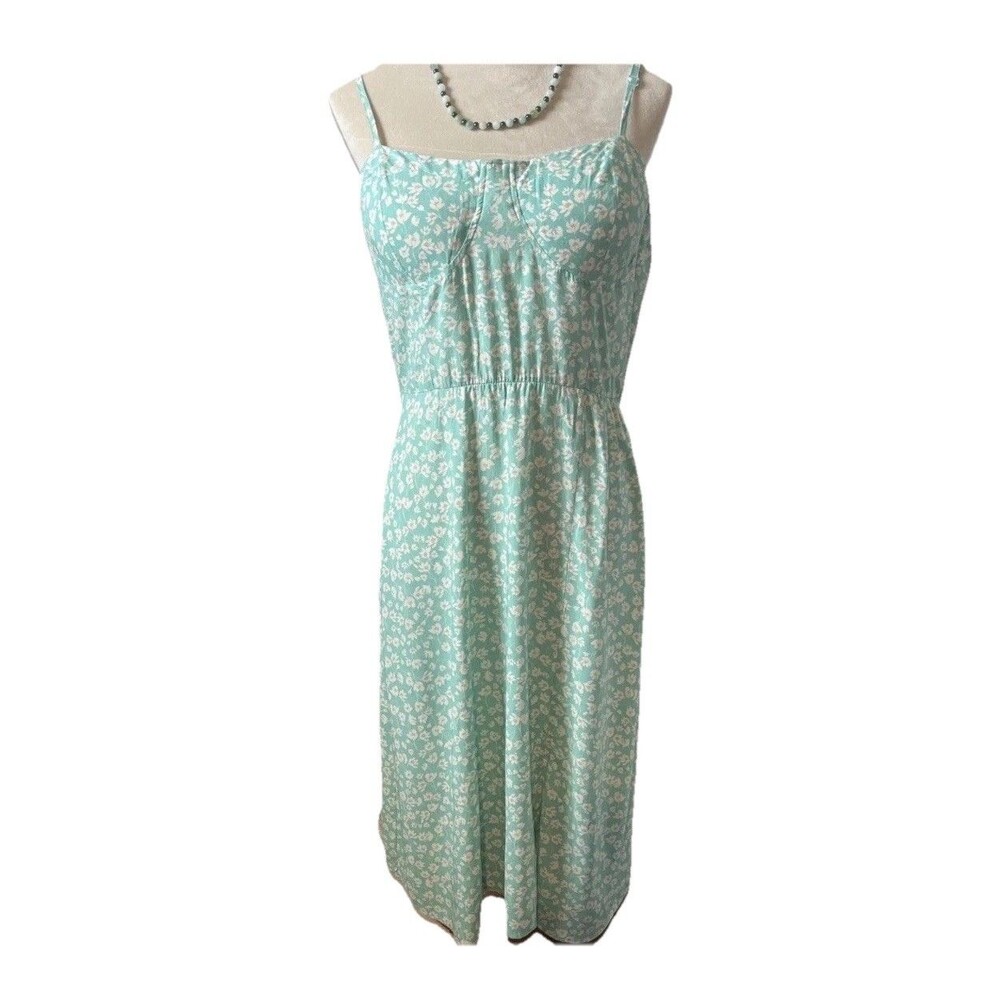 Lily Rose Sun Dress Aqua White Floral Molded Cups Elastic Back Junior XXL New